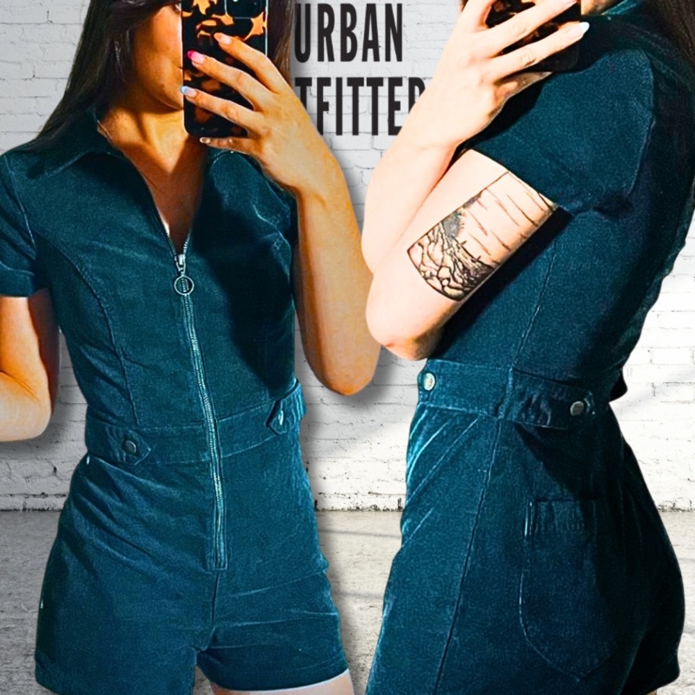 Urban Outfitters Teal Corduroy Romper